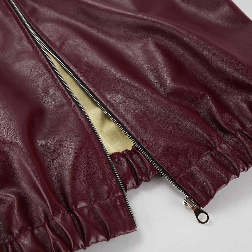 Motorcycle Gear Outfit - Chaqueta de cuero PU vintage color